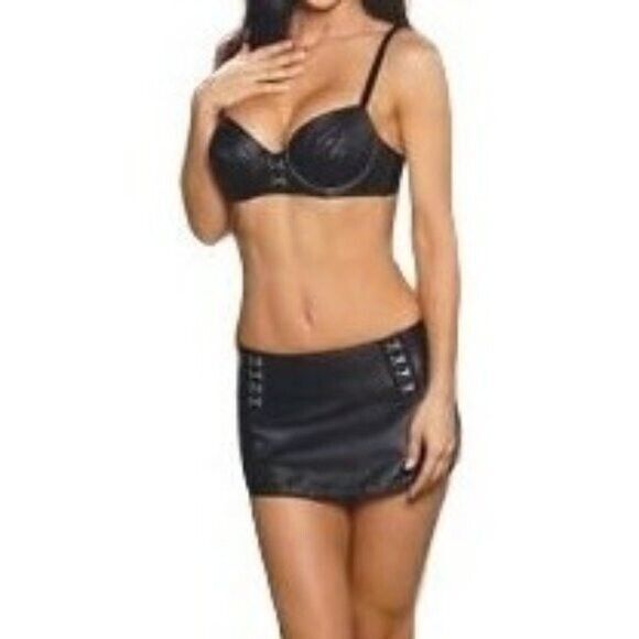 Elegant Moments Vintage Leather Black Sexy Corset Mini...